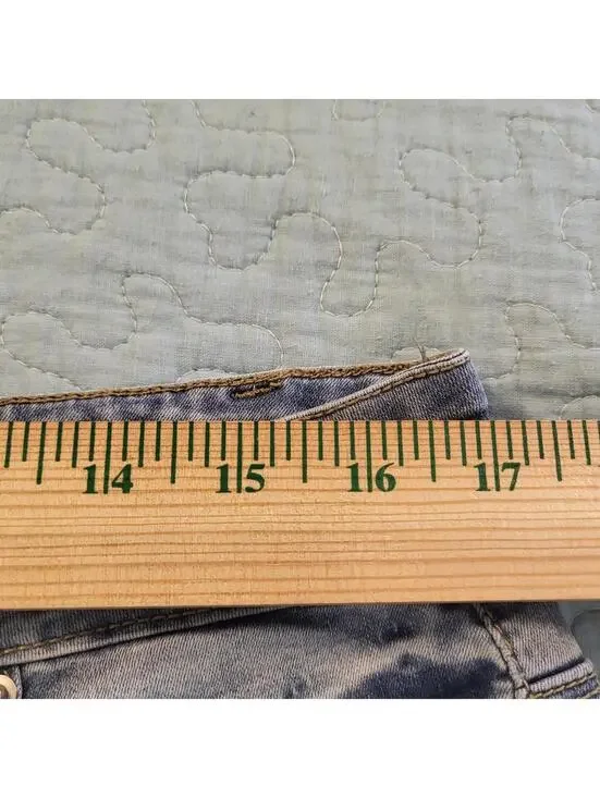 women's blue high-rise straight ankle jeans medium wash unique raw-edged hem XL - Picture 8 of 9